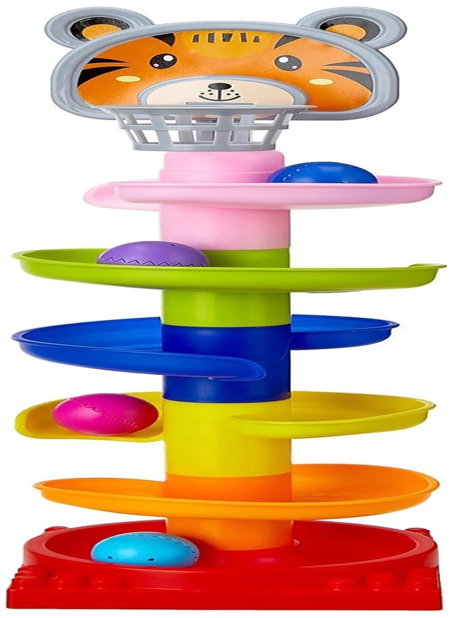 Stylbase Ball Drop Toy for Babies & Toddlers | 5-Layer Tower with Swirling Ramps & 3 Rattle Balls | Educational Sorting & Stacking Toy for Kids | Multicolor - Image 1